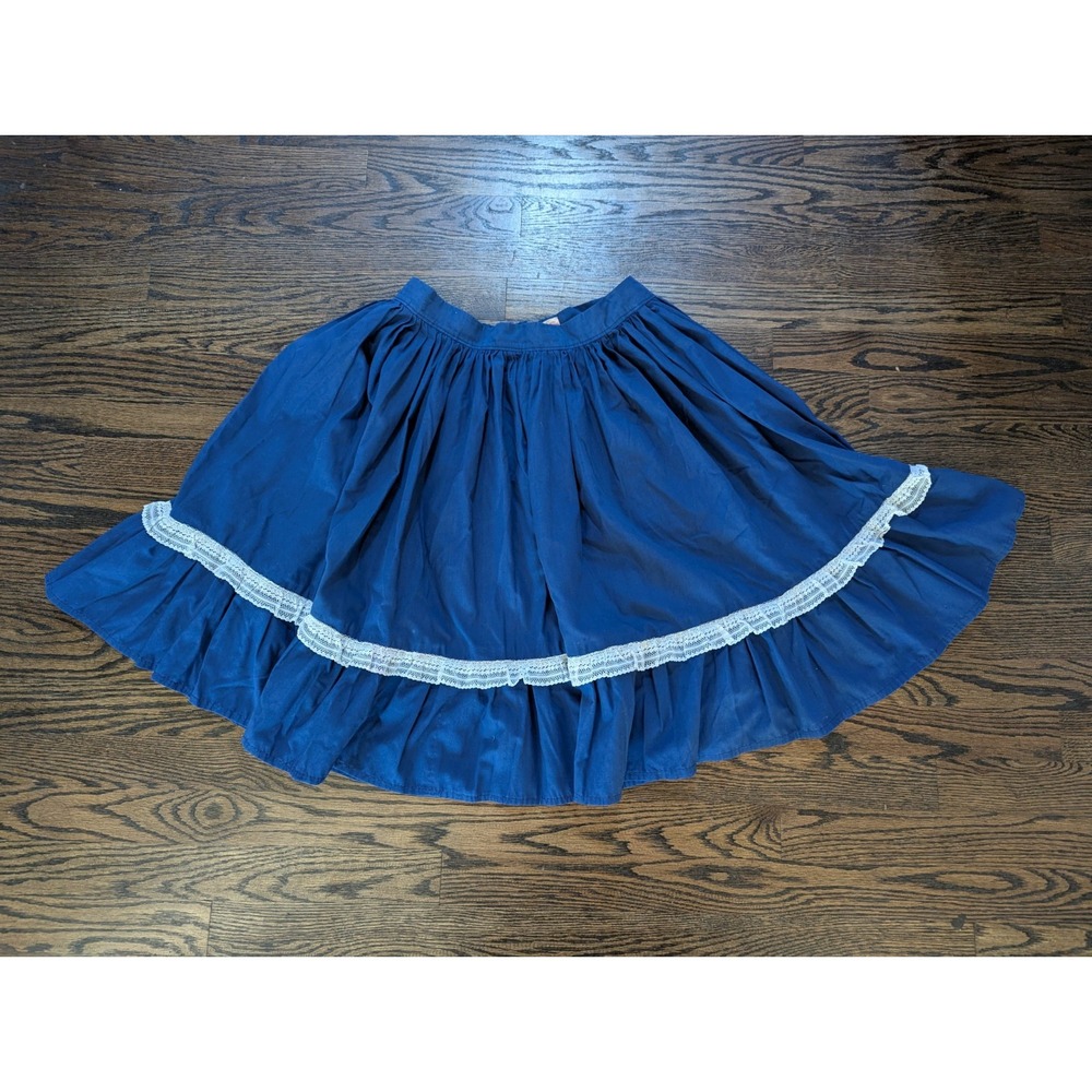 Vintage Handmade Square Dance Circle Skirt Rockabilly Size M USA Pinup Blue